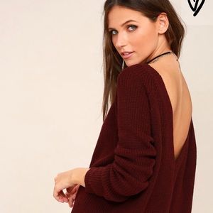 Just For You Burgundy Backless Sweater